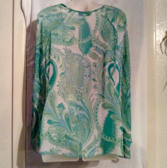 Coldwater creek sheer button up blouse - Picture 2 of 5